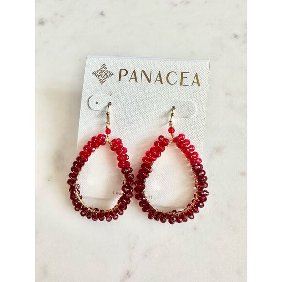 Panacea red beaded dangle earrings ￼ - Picture 2 of 4